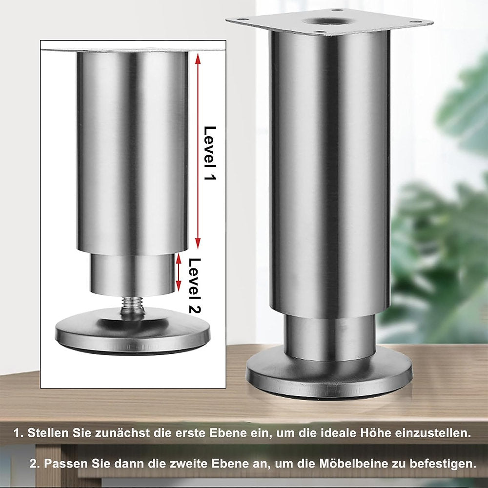 Pachet 4 picioare mobilier inox, dulap, canapea 20-21cm, Alb