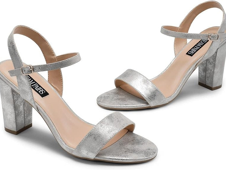 Sandale de damă cu toc, Dream Pairs, Argintiu, 38