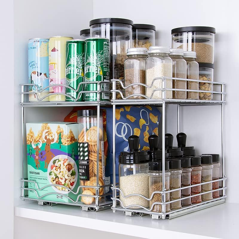 Raft, organizator condimente universal pe sine cu fixare dulap 28x13x26cm