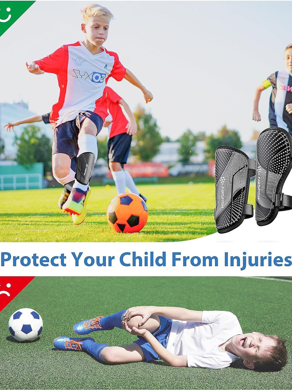 Aparatori fotbal tibie, copii, XS-S, 6-12ani