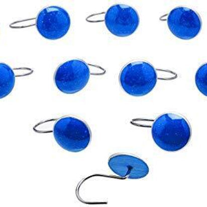 Cârlige pentru perdele de duș, albastru, set de 12