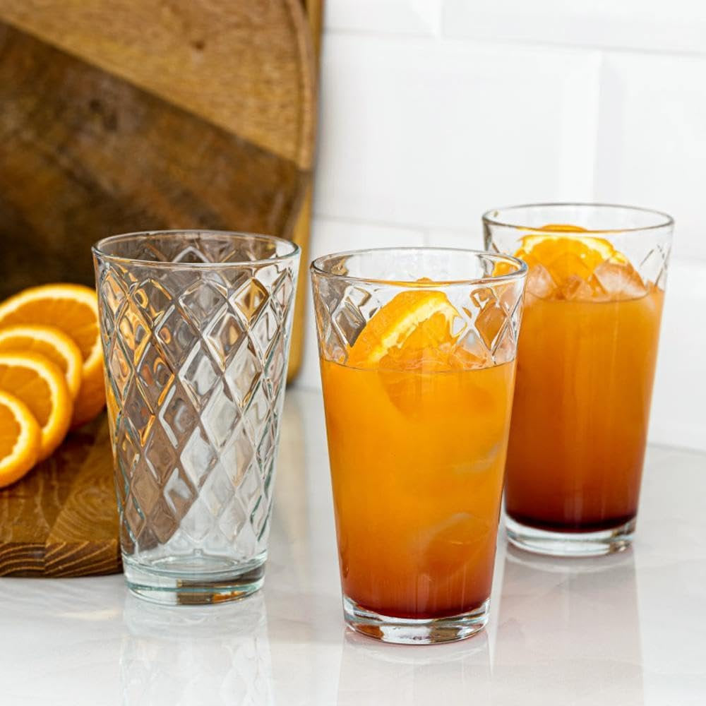 Pahare de sticla decorate, 370ml, Trend For Home, set de 6