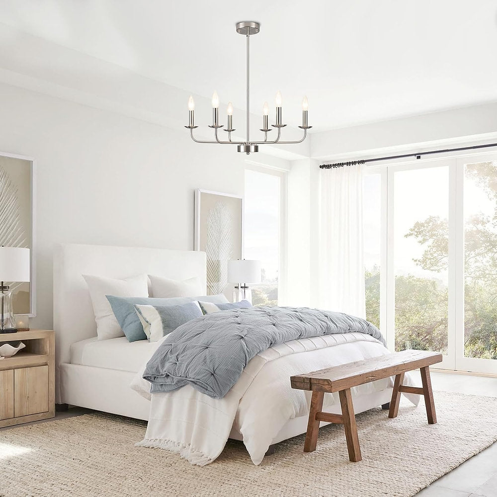 Candelabru modern, Lxwnyy lustra 6 brate, argintiu E14