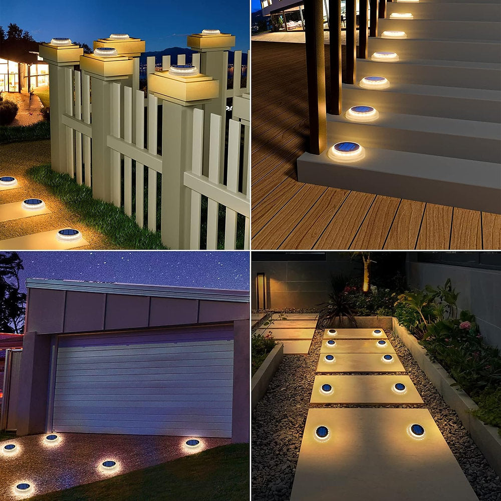 Set de 4 Lumini solare rotunde, 360grade, IP68