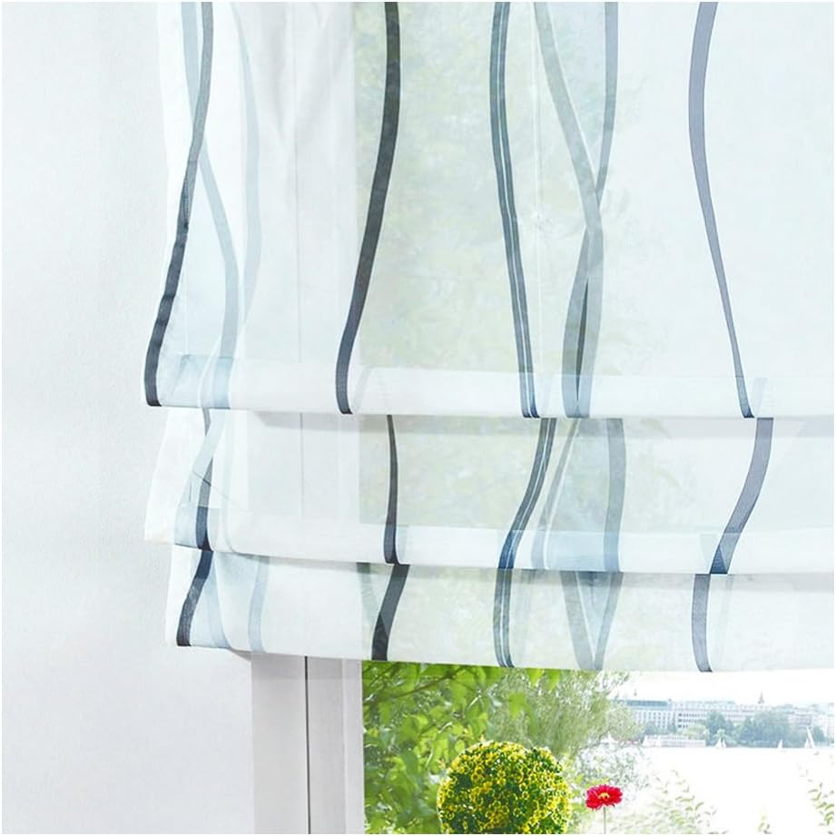 Perdea tip jaluzea, stil roman, transparent cu model, 100x140cm