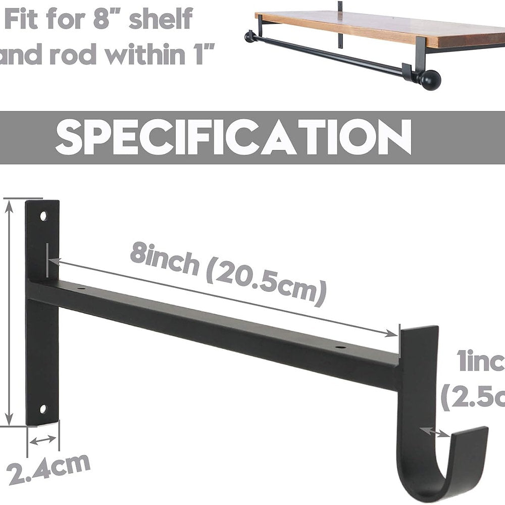 Suport polite, metalice pentru rafturi 20x15cm, set de2