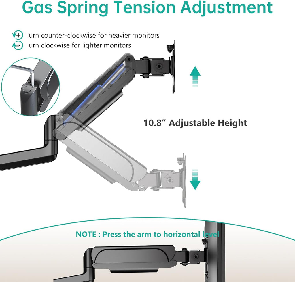 Suport monitor pentru 3 monitoare sau TV, Wali arc cu gaz, 17" - 27"