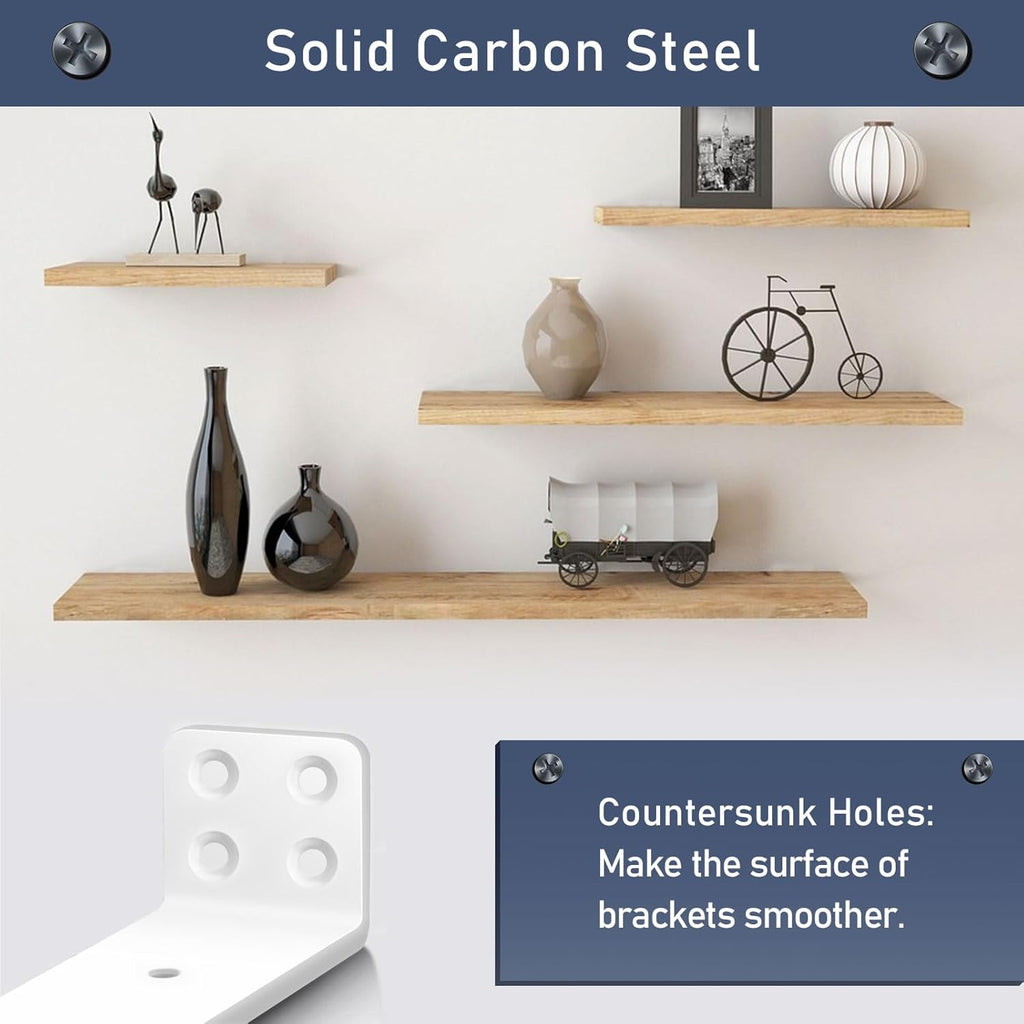 Set de 6 Suport rafturi polite, 10cm, alb