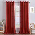 MIULEE Set de 2 perdele voal. in pur Translucide 140 x 215, 225 sau 260 cm, rosu