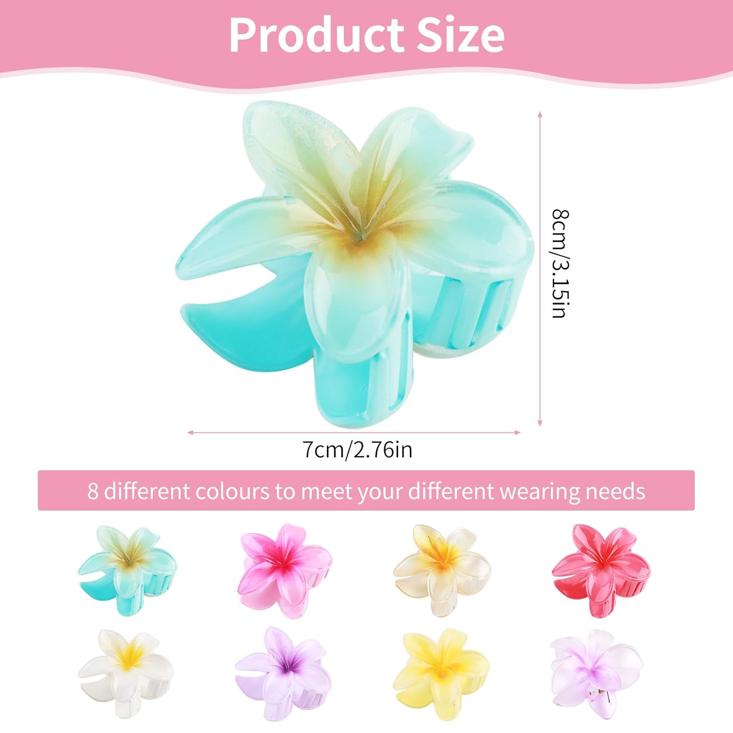 Agrafe, Cleme de par, Fineasy, plastic, diferite culori, cadou, set de 8