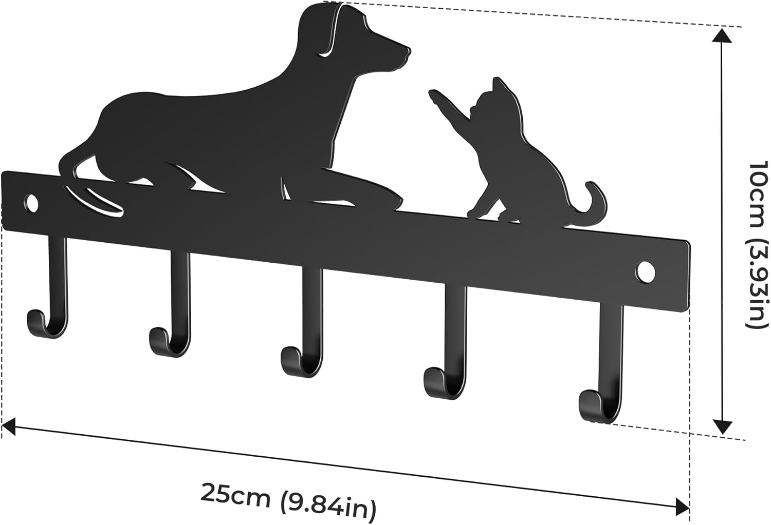Cuier OriwarE, carlige agtatoatre chei, negru, 10x25cm