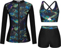 Costum baie dama, 3 piese, sporturi de apa, floral, L