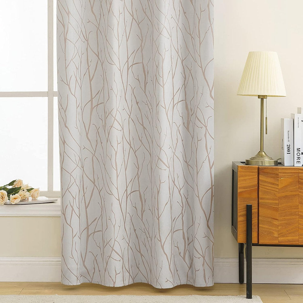 Draperii decorative 100% blackout, EMEMA, 140x175cm set de 2, gri-alb