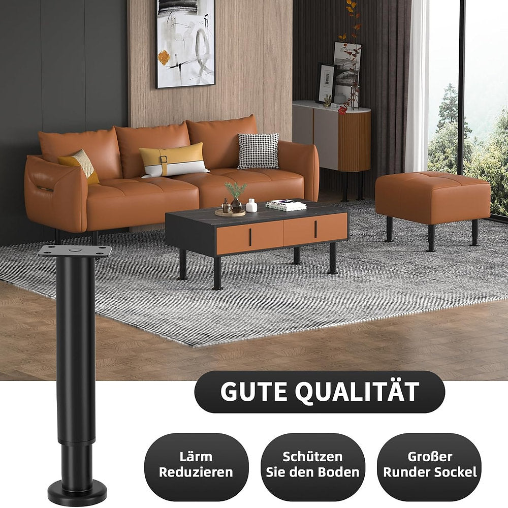 Set de 4 picioare mobila, Vetin, reglabile 18-30cm, otel carbon