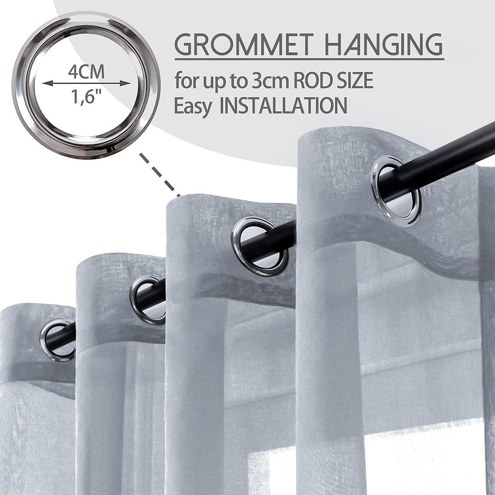 Perdele Mrtrees cu ochiuri semitransparentă, 140 x 225cm, set de 2, Gri