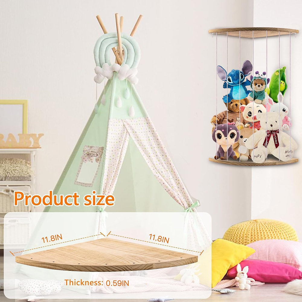 Organizator jucarii de plush, Rodelna, inaltime reglabila, baza de lemn masiv