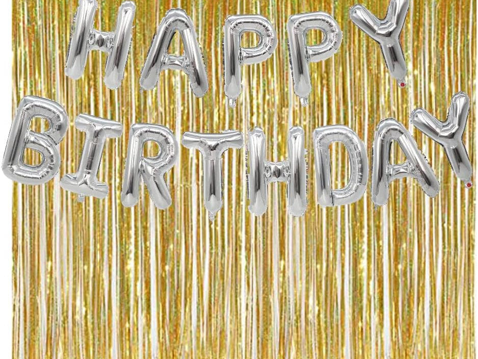 Set baloane HAPPY BIRTHDAY, YinQin 40x40cm litera, Argintiu