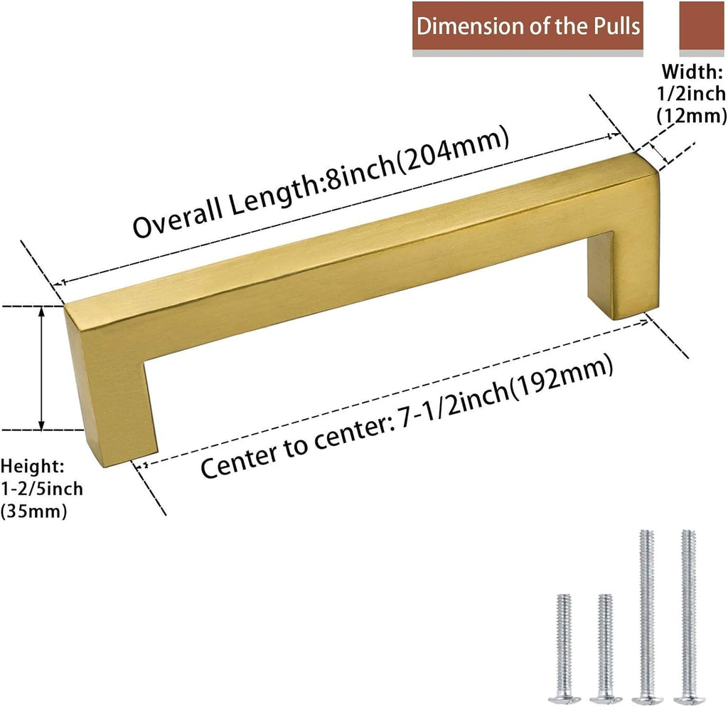 Maner de mobila, goldenwarm Gold, auriu, 192mm, 20cm