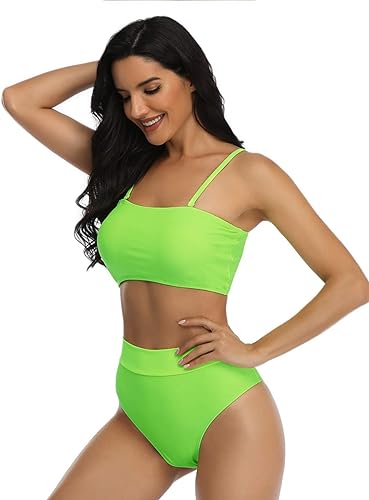 Set de bikini fără bretele cu talie înălță cu bandă din două piese, S