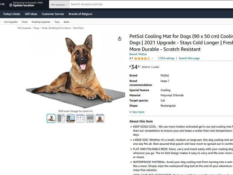 Covoraș de răcire PetSol pentru câini, pisici (90 x 50 cm)