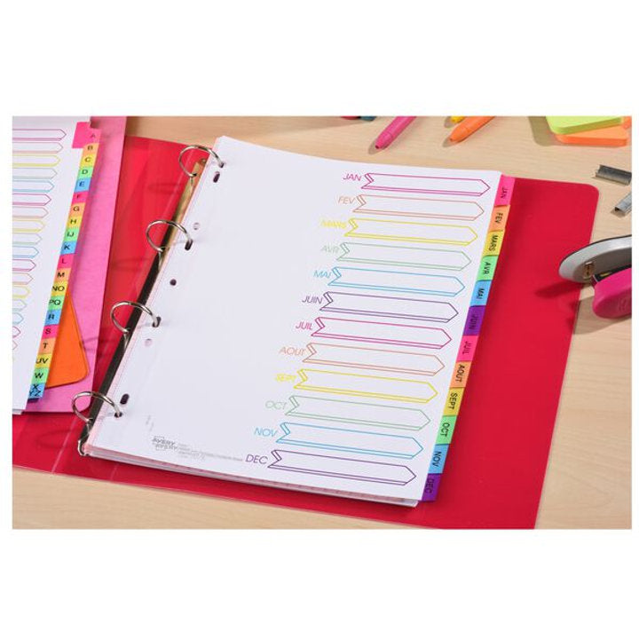 Separatoare A4, Avery, 12 bucati/set, lunile anului, Jan-Dec