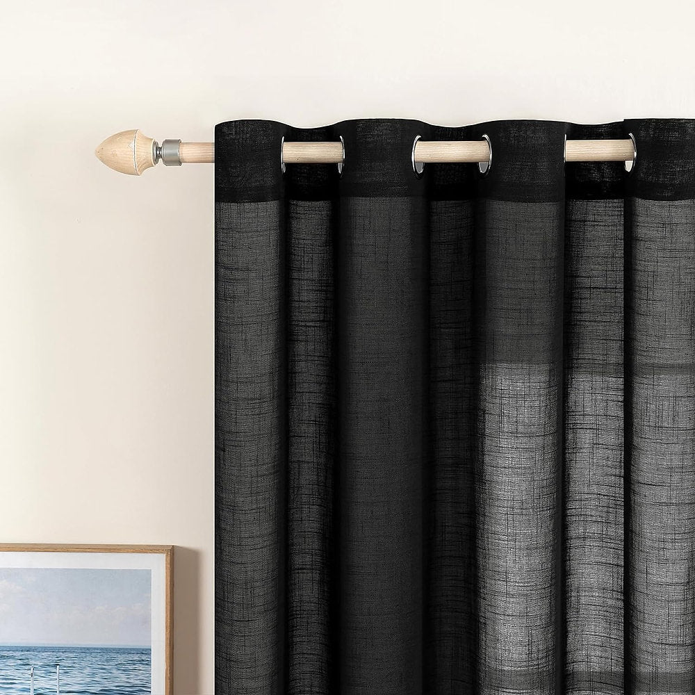 Perdele decorative, Miulee, 140x175cm, negru, set de 2