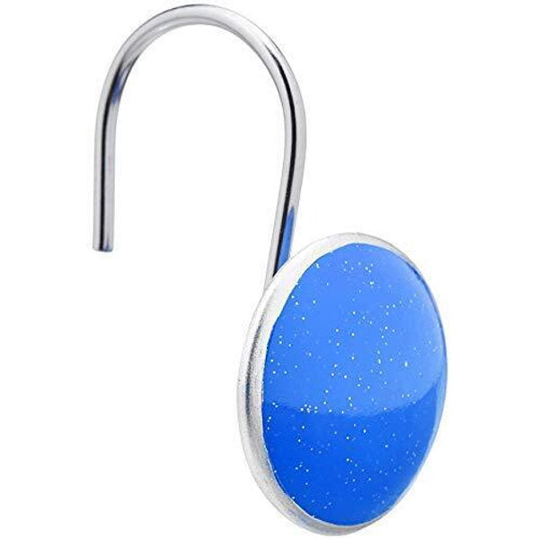 Cârlige pentru perdele de duș, albastru, set de 12