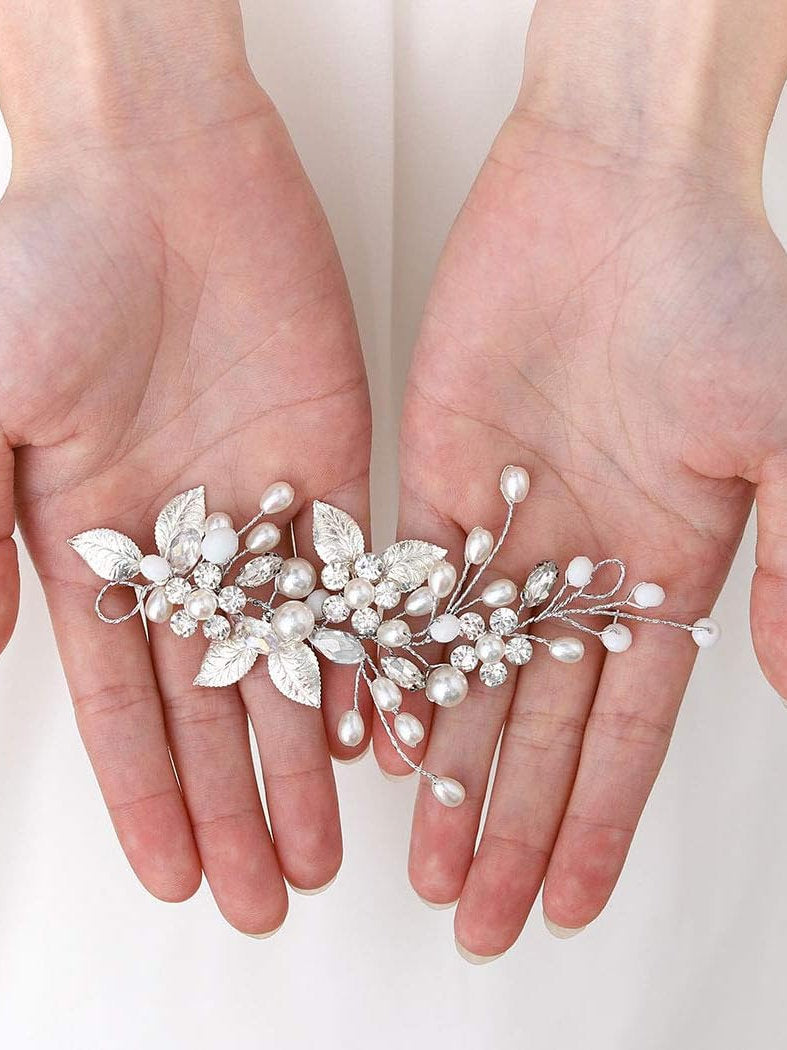 Accesoriu par mirese, Unicra, cu perle si cristale nunta si alte ocazii, 10cm