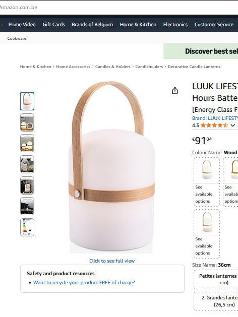 Felinar LUUK LIFESTYLE XXL cu design ș i m âner din lemn, autonomie 72h, ip44