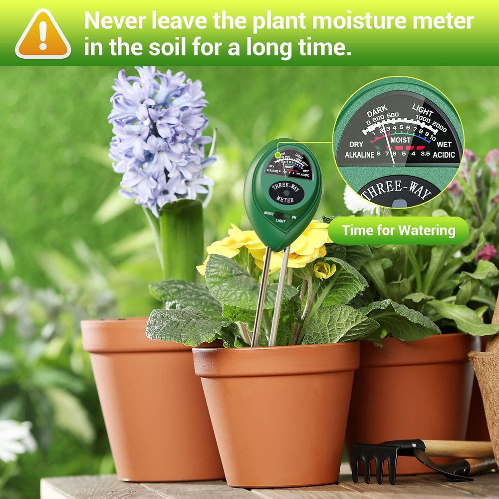 Contor de umiditate pentru plante, tester de pH 3 în 1 pentru umiditatea solului