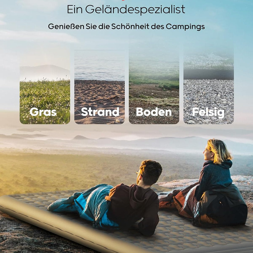 Saltea gonflabila cu perna, Qpau, cu pompa incorporata, 136x195cm