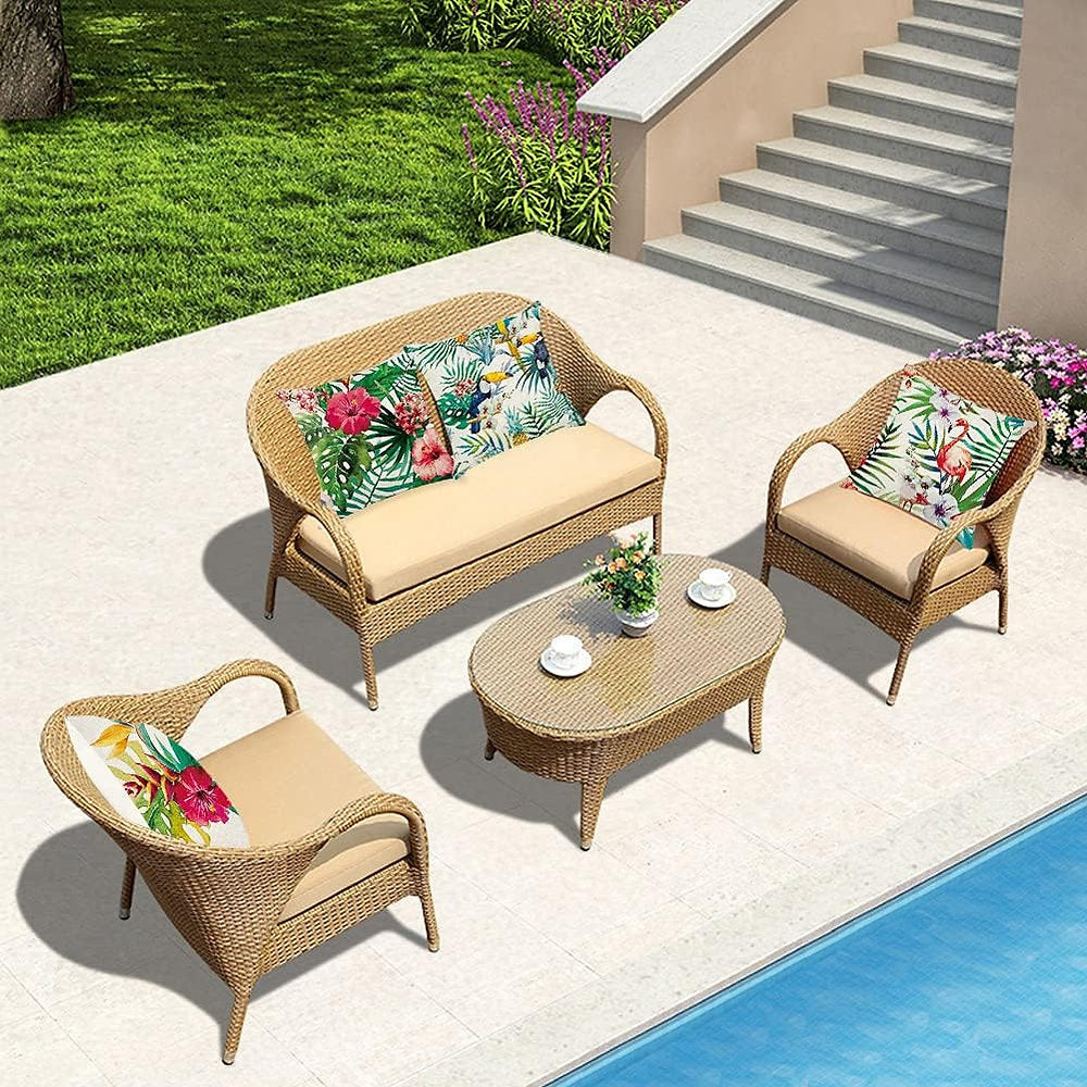 Fete perna impermeabile, husa decorativa , 45x45cm set de 4, flamingo