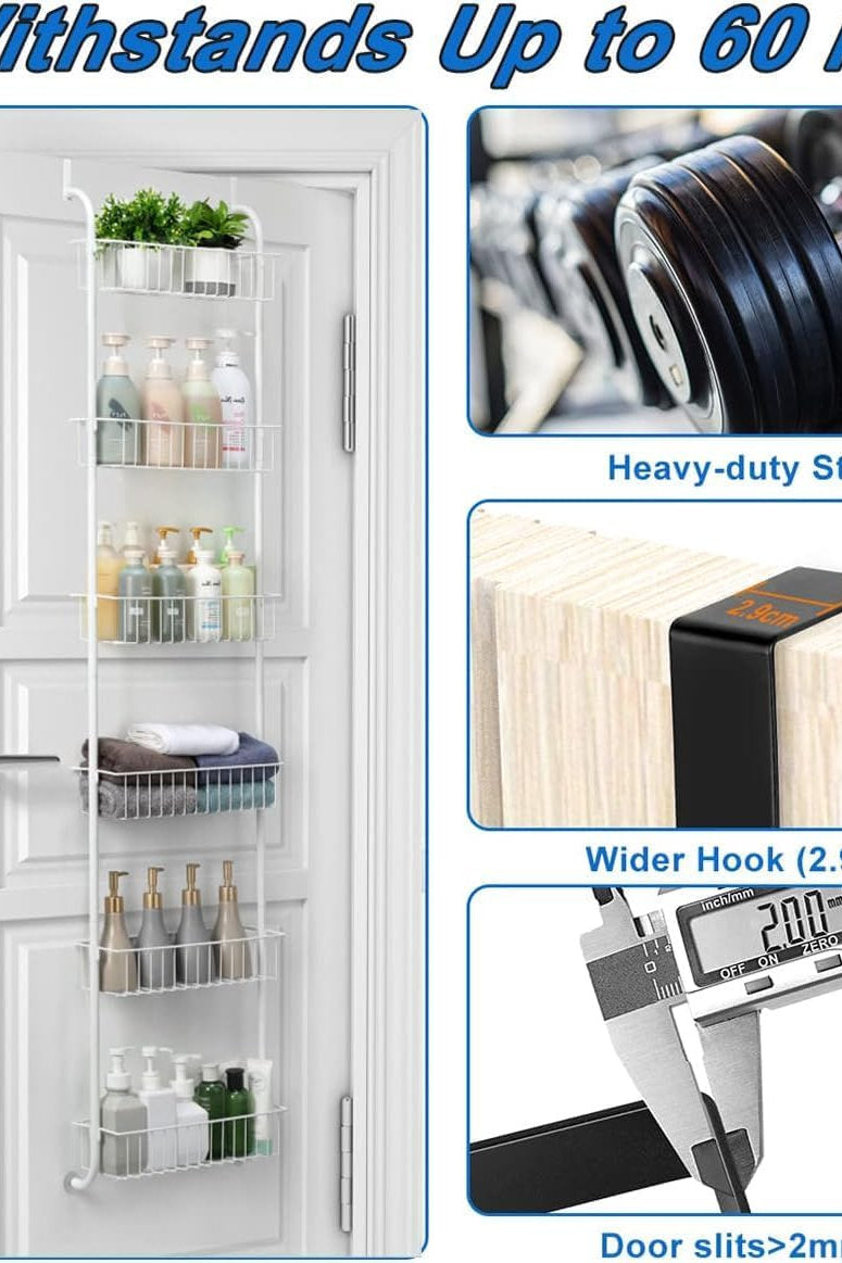 Organizator universal, suport agtator cu 6 cosuri, metalic, Alb