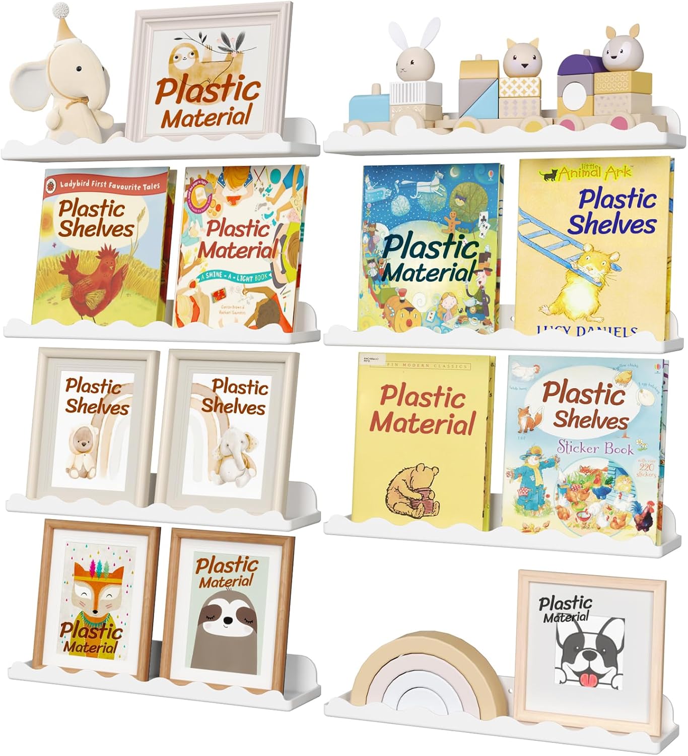 Rafturi suspendate plasic premium, Lifewit 38 x 8.6cm, set de 8