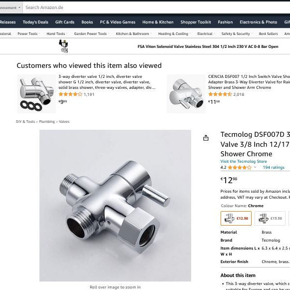 Deviator comutator robinet 3 cai, 3/8