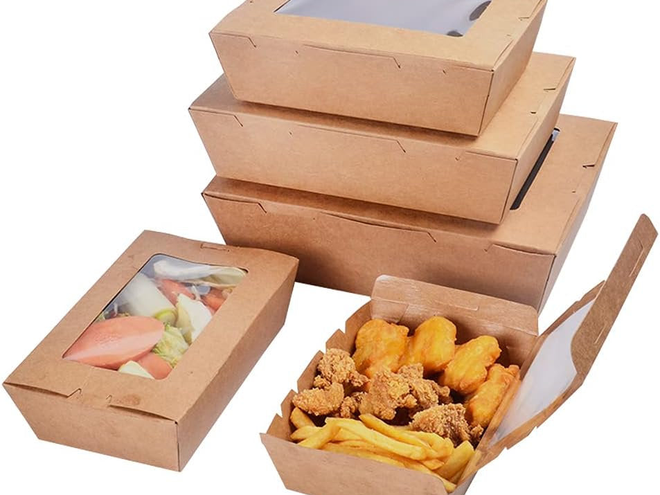 Cutii de carton takeaway cu capac, 15x11x5cm, set de 50