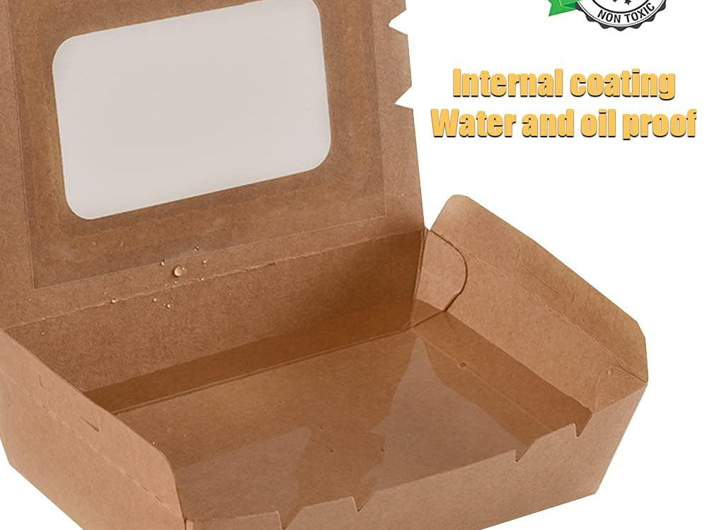 Cutii de carton takeaway cu capac, 15x11x5cm, set de 50