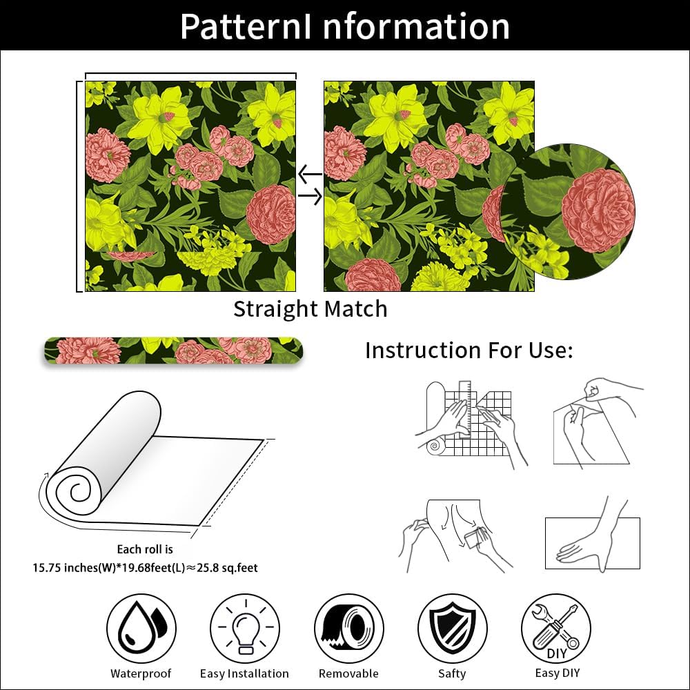 Tapet autoadeziv, Paahryi, 40cm x 6m, flori, multicolor
