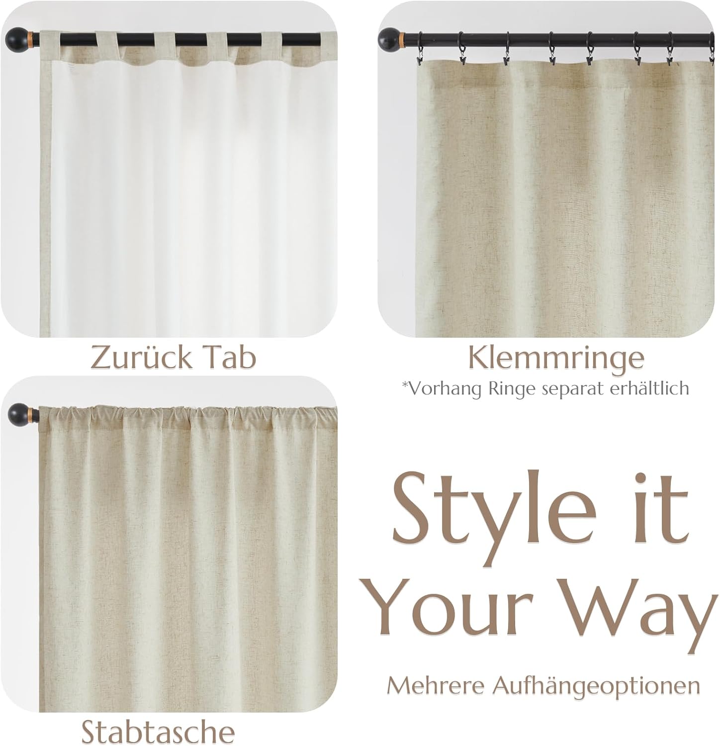 Draperii Vangao, semitransparente, bej, 130 x 175cm