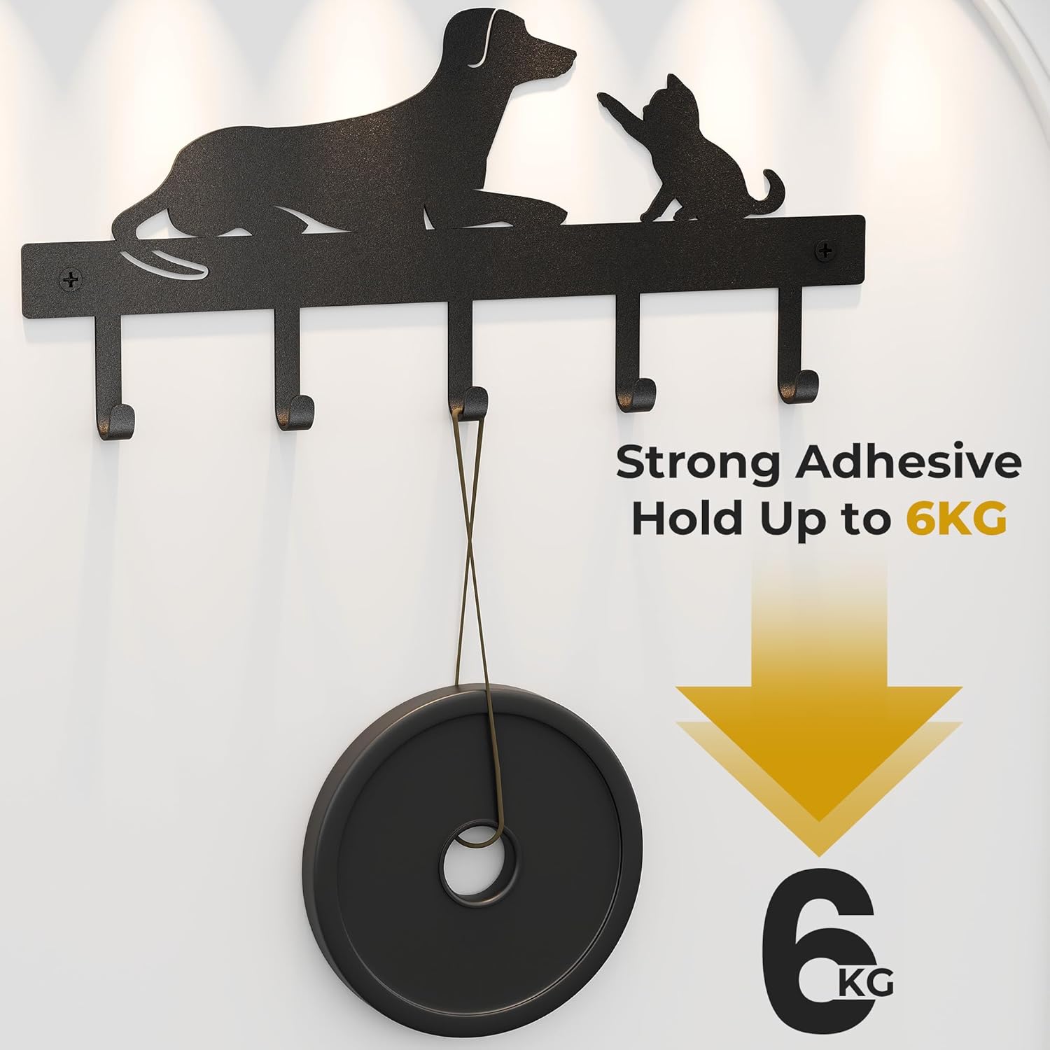 Cuier OriwarE, carlige agtatoatre chei, negru, 10x25cm