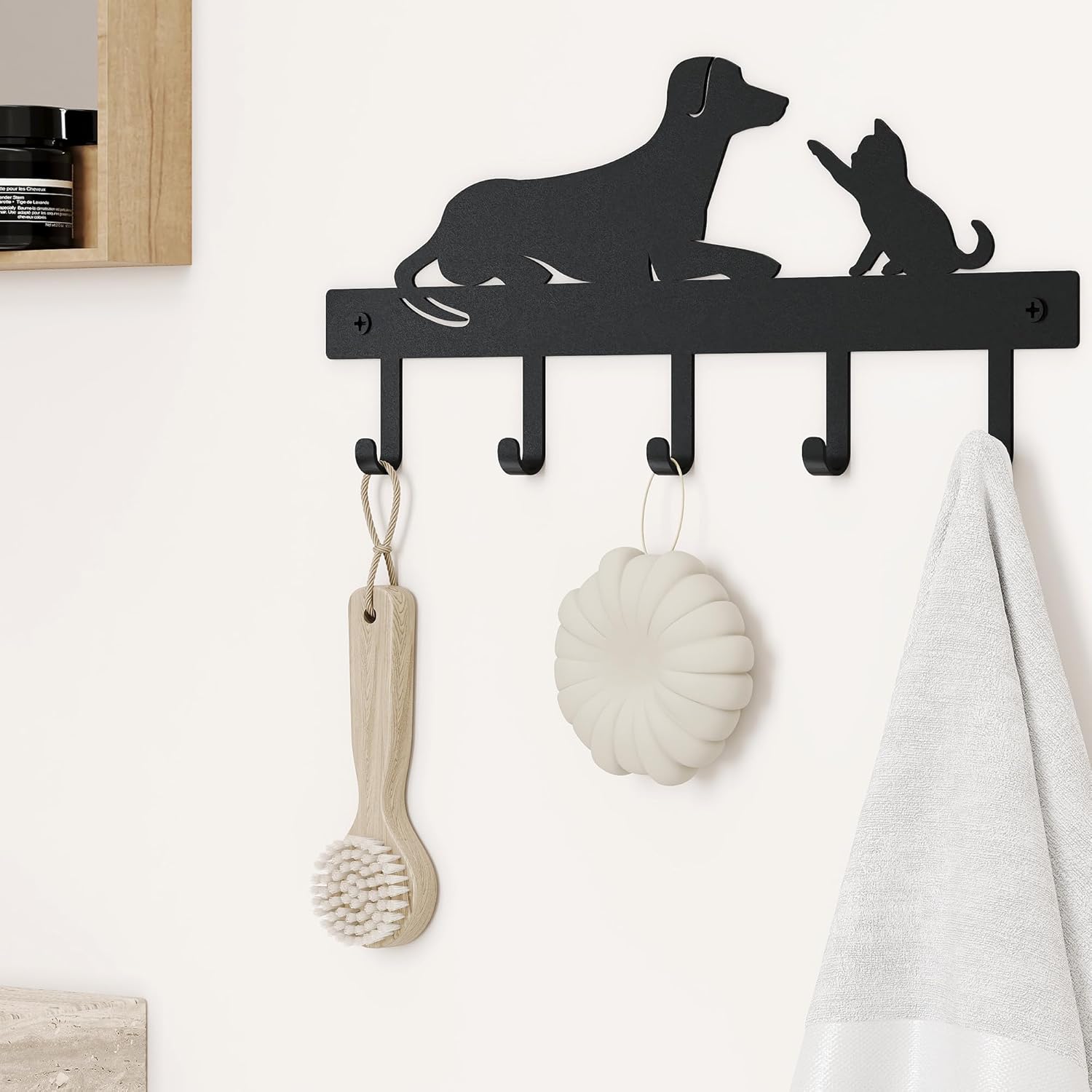 Cuier OriwarE, carlige agtatoatre chei, negru, 10x25cm