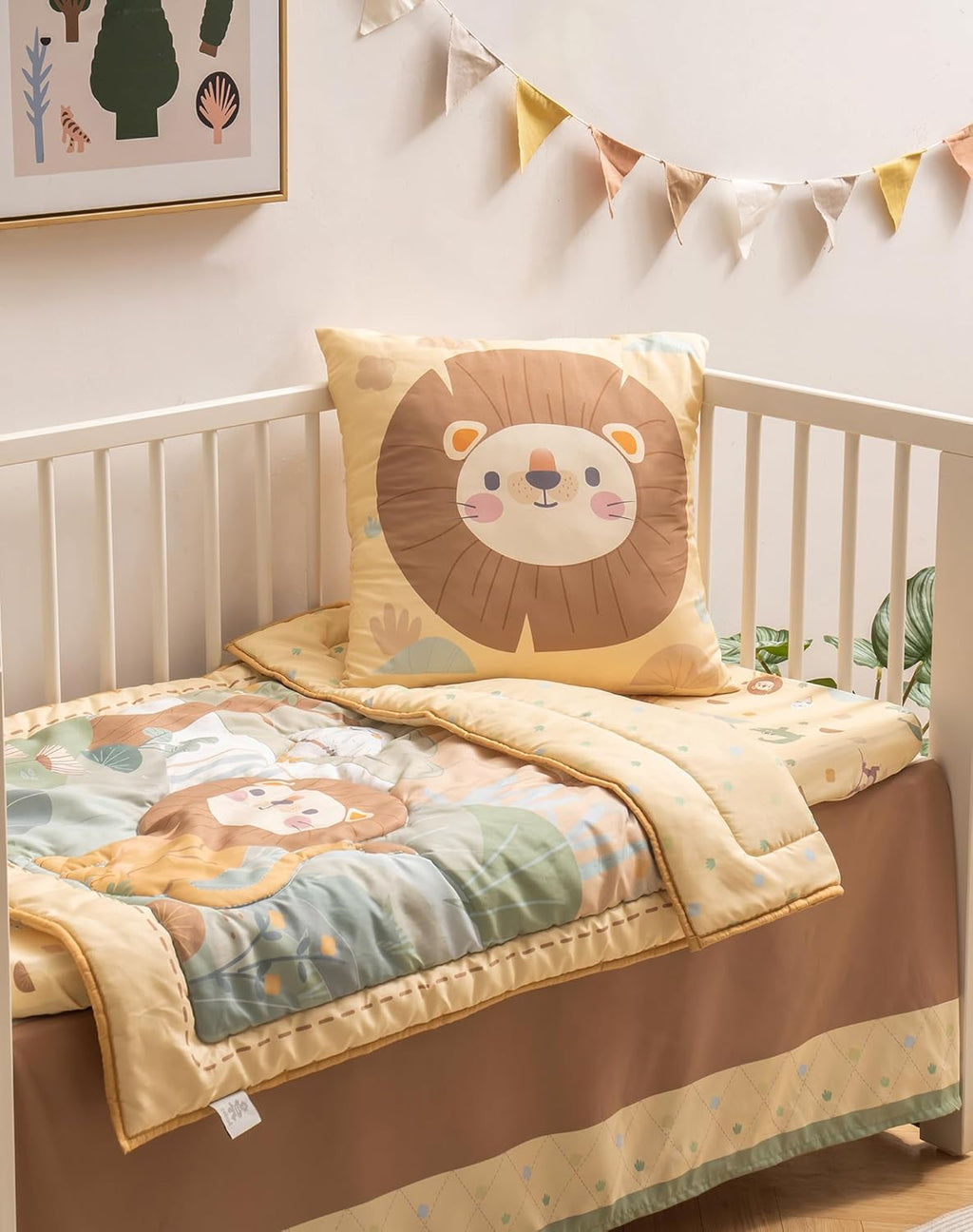 Lenjerie si accesorii pat bebelusi, Robotime, 5 piese, jungla