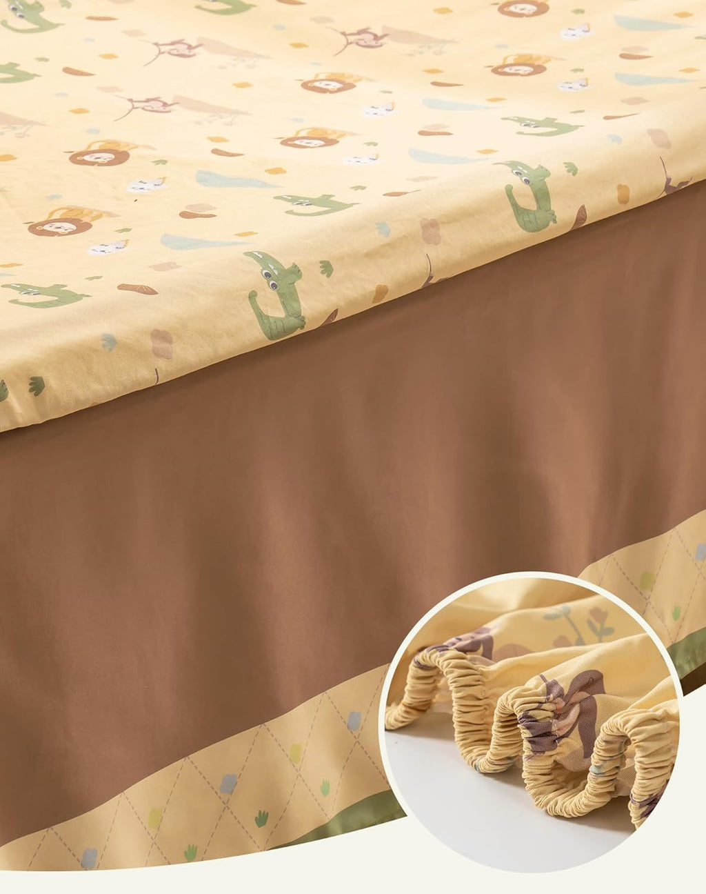Lenjerie si accesorii pat bebelusi, Robotime, 5 piese, jungla