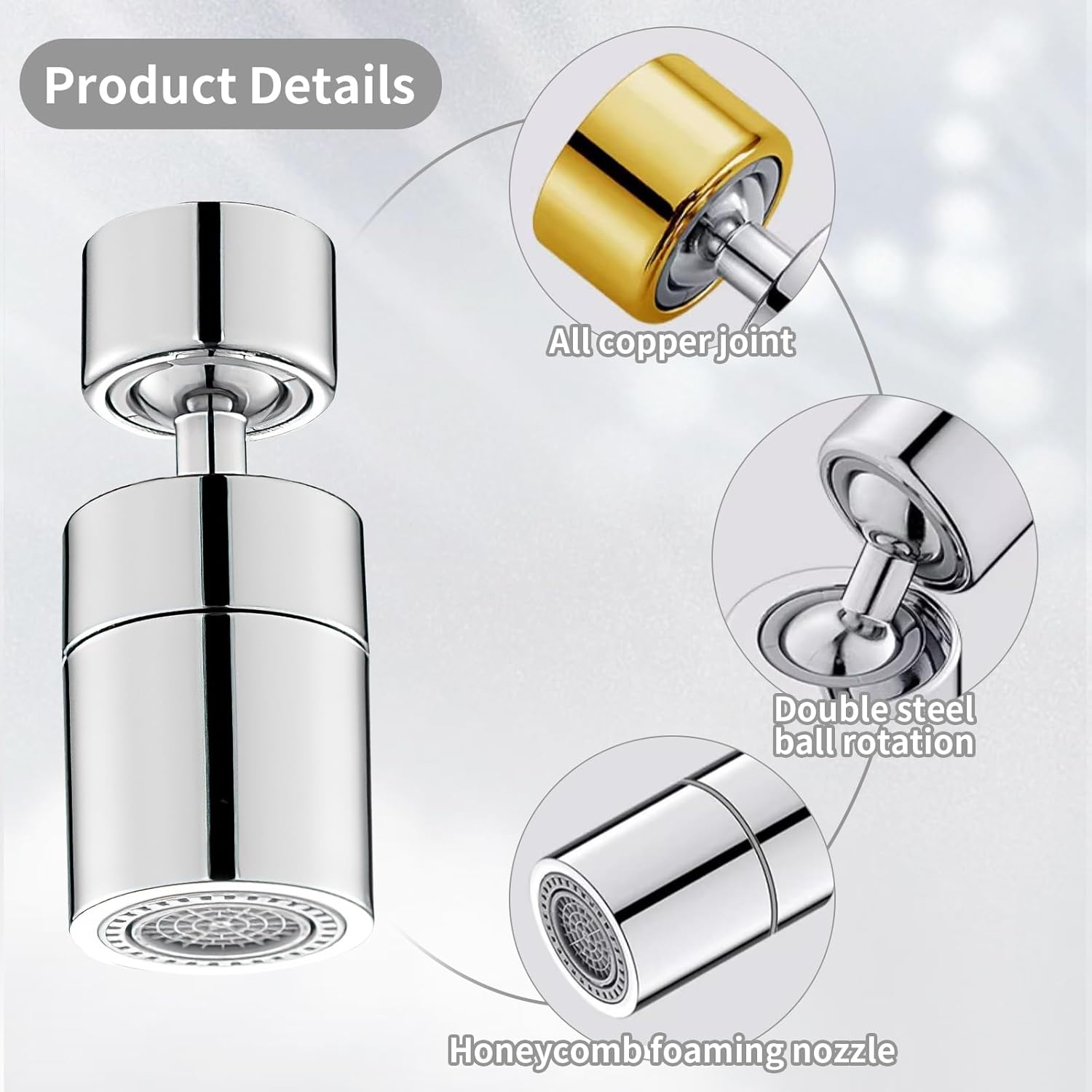 Atasament robinet, Generisch, extensie reglabila 360°, doua moduri