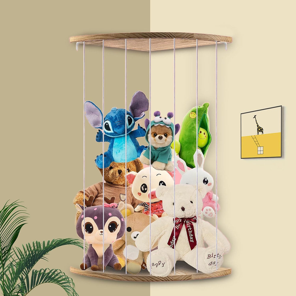 Organizator jucarii de plush, Rodelna, inaltime reglabila, baza de lemn masiv