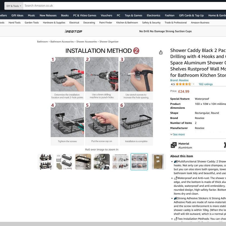 Raft, organizator baie / bucatarie cu agatatoare, set de 2 buc