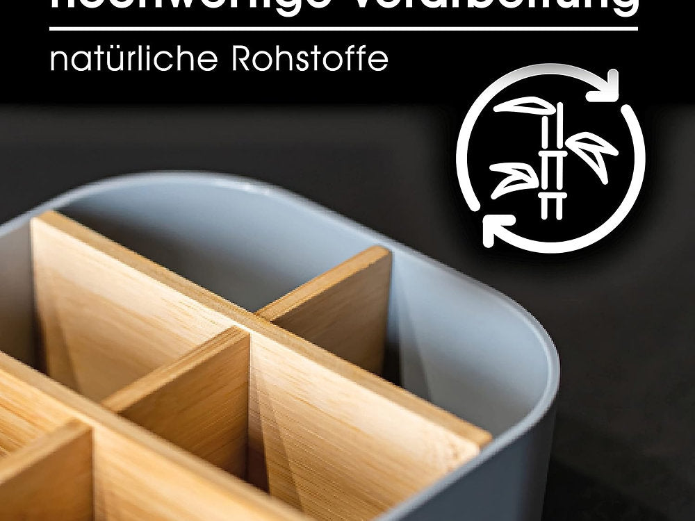 Organizator universal, lemn bambus, premium 8 compartimente, 24x16x8cm