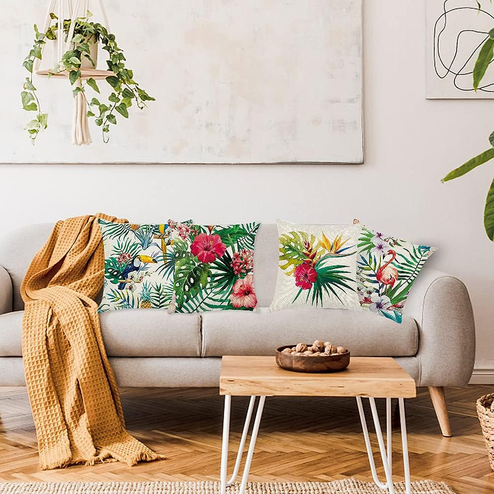 Fete perna impermeabile, husa decorativa , 45x45cm set de 4, flamingo