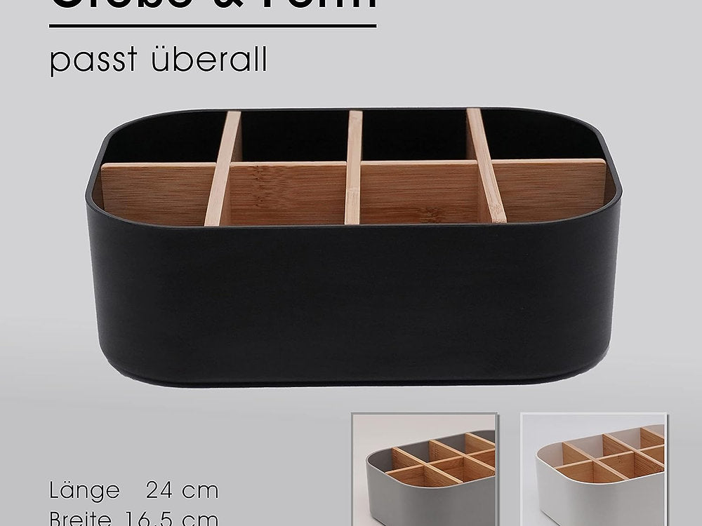 Organizator universal, lemn bambus, premium 8 compartimente, 24x16x8cm