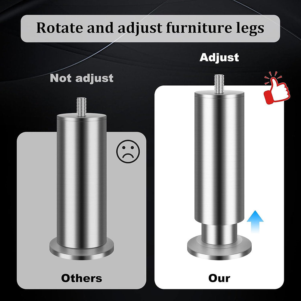 Pachet 4 picioare mobilier, Shuiog, inox, dulap, canapea 10cm (± 15mm)